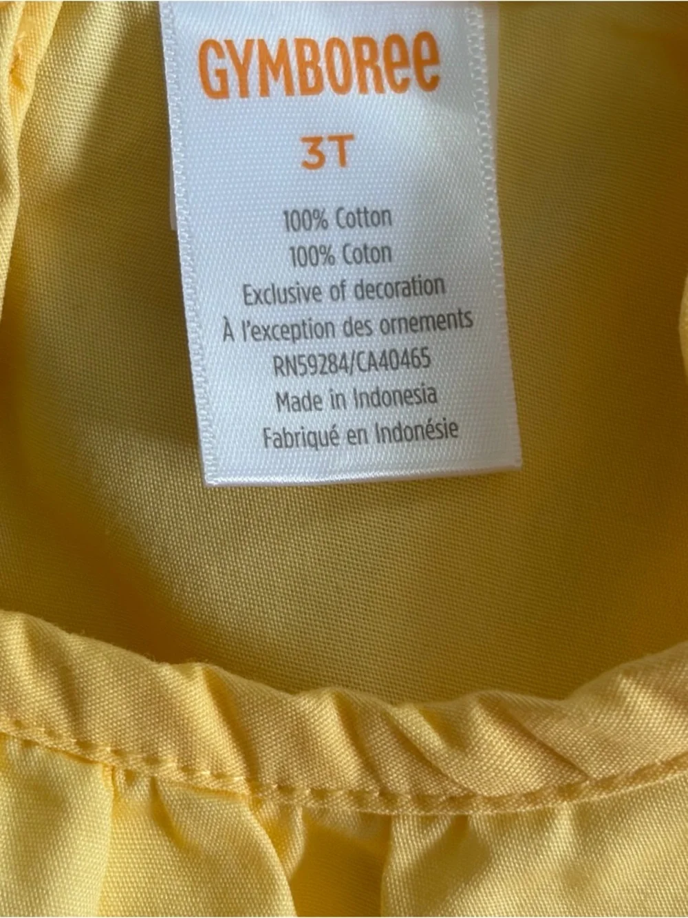 Gymboree Girl’s Yellow Floral Tunic Size 3T Embroidered Bow Accents Cottagecore